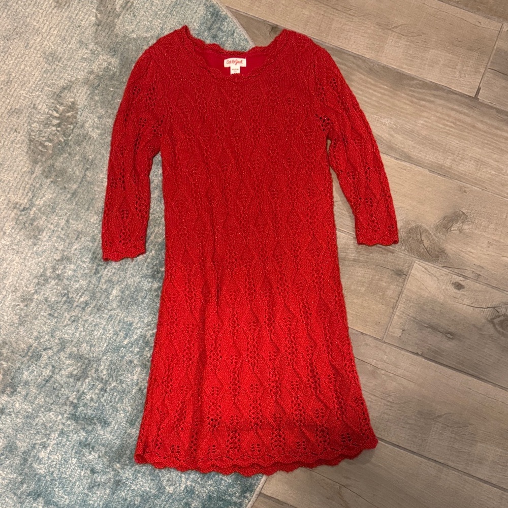 Cat & Jack Red Glitter Casual Dress
